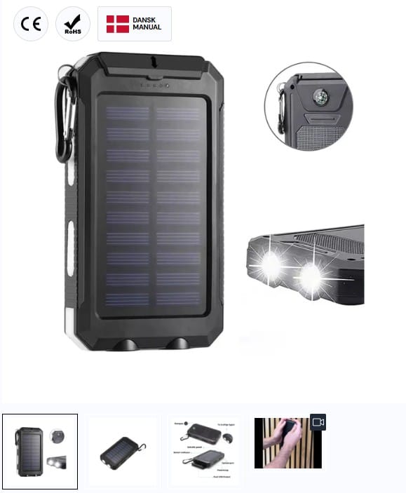 iHero Solcelle Powerbank 20.000 mAh – Bedste allround til friluftsliv