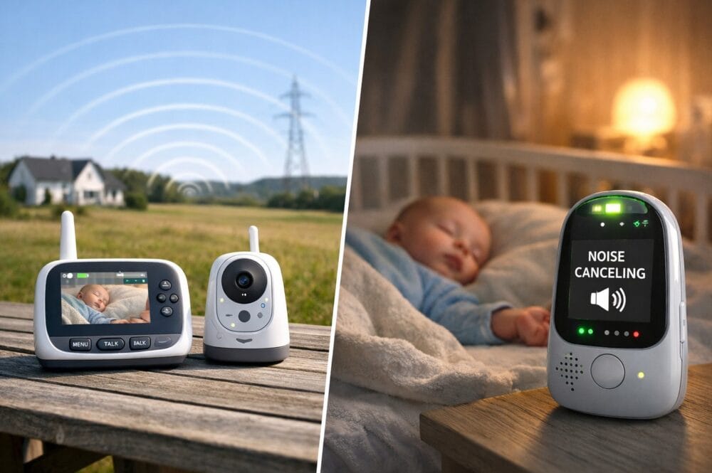 Rækkevidde og støjfiltrering i babyalarmer