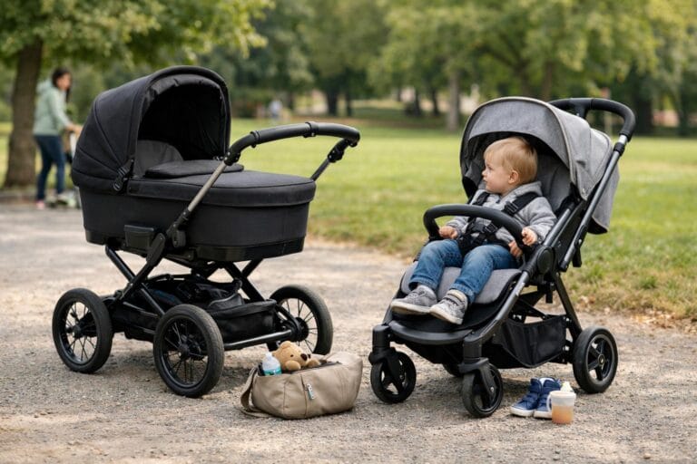 barnevogn vs klapvogn forskel