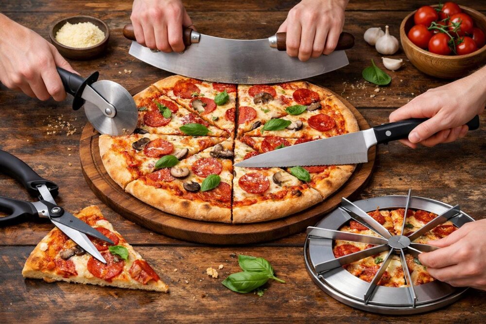 hvordan skærer man pizza bedst