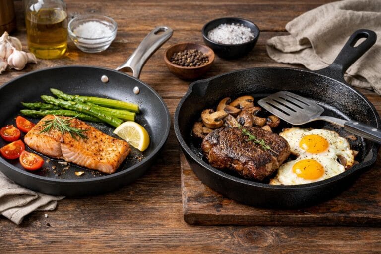 non-stick vs støbejern