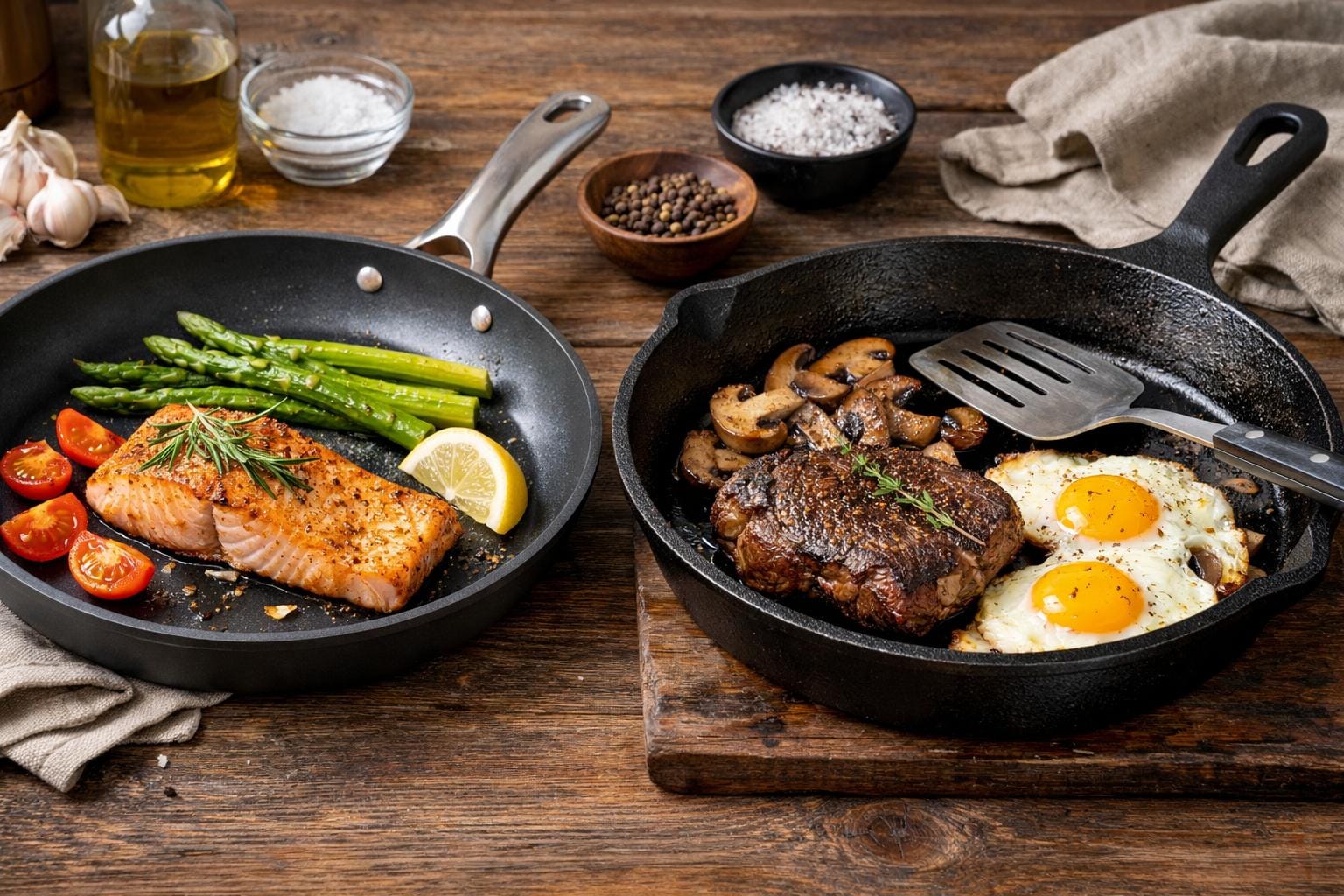 non-stick vs støbejern