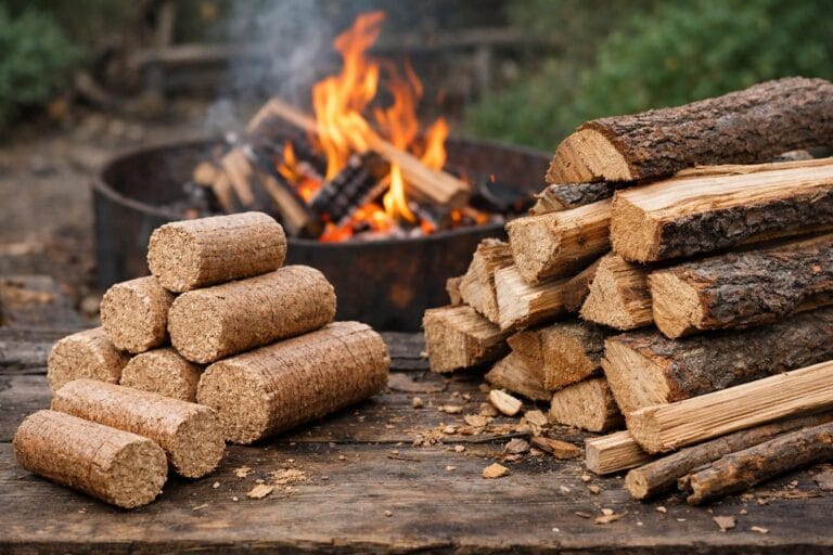 træbriketter eller brænde