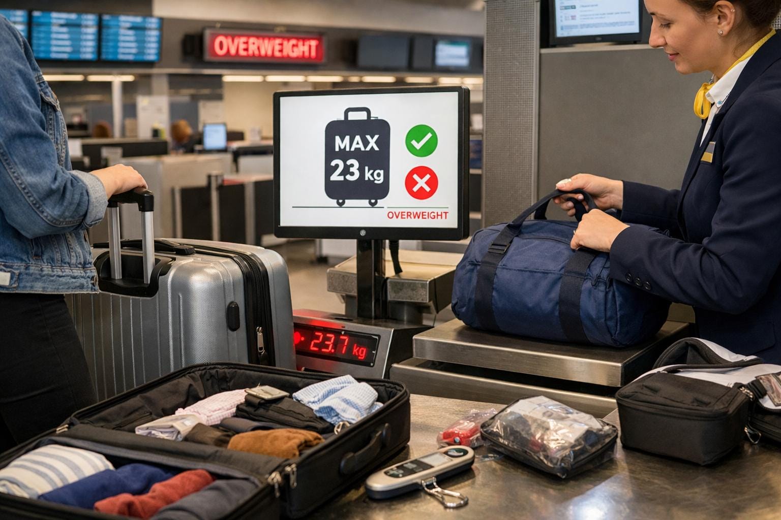 undgå overvægt i lufthavn