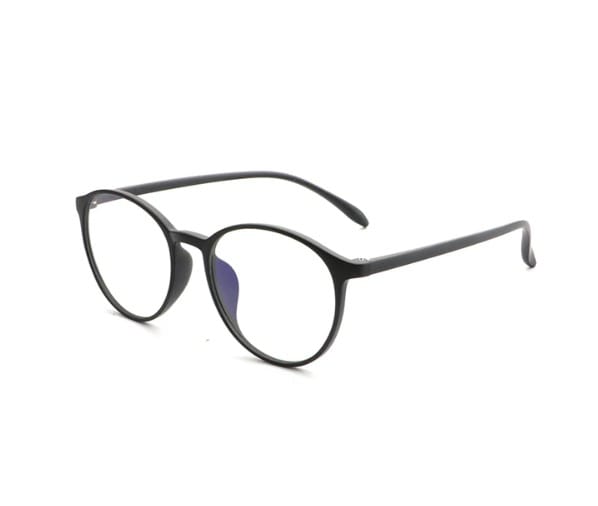 Round Blue Light Brille - Alm. Sort