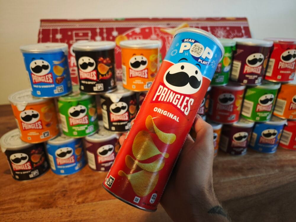 Pringles julekalender indhold inklusiv den store dåse